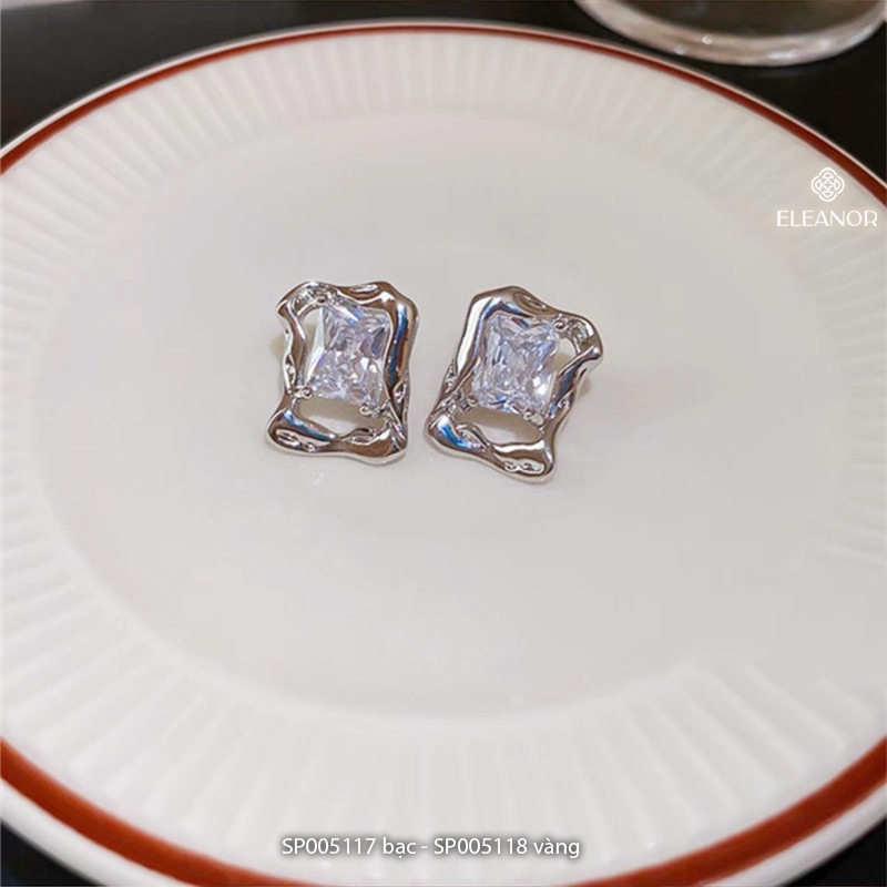 Bông tai nữ Eleanor Accessories hình học chữ nhật đính đá phụ kiện trang sức sanh chảnh thanh lịch