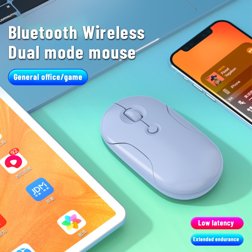 Chuột Không Dây Bluetooth Chế Độ Kép Cho Điện Thoại Di Động Apple Ipad Có Thể Sạc Lại.
