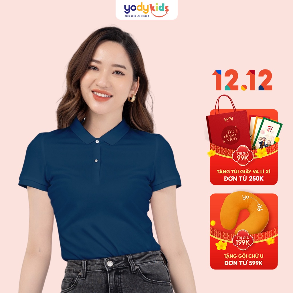 Áo polo YODY nữ tay ngắn cổ bẻ chất liệu cotton thoáng mát dáng phông công sở APN5424