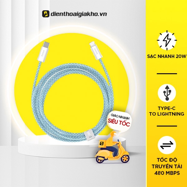Dây Sạc BASEUS Dynamic Series 20W, Dây Cáp Bện Nylong Chống Đứt Cáp