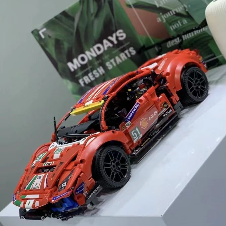 Đồ chơi giáo dục Lắp Ráp mô hình siêu xe Ferrari 488 Super racing car 1:10