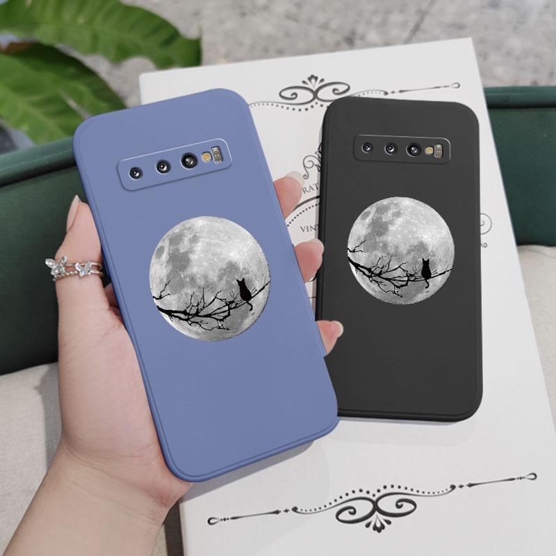 Ốp Điện Thoại Mềm Hình Mèo Mặt Trăng Cho Samsung Galaxy S10 S10E Plus S9 Plus S10 S10E Plus