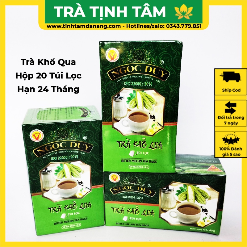 Trà khổ qua túi lọc Ngọc Duy Đà Lạt cao cấp hộp 20 túi lọc mướp đắng nguyên chất hỗ trợ bệnh tiểu đường, giải độc gan