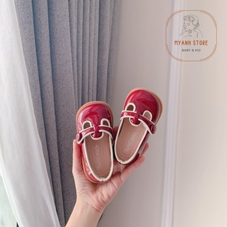 Giày búp bê đỏ mũi tròn