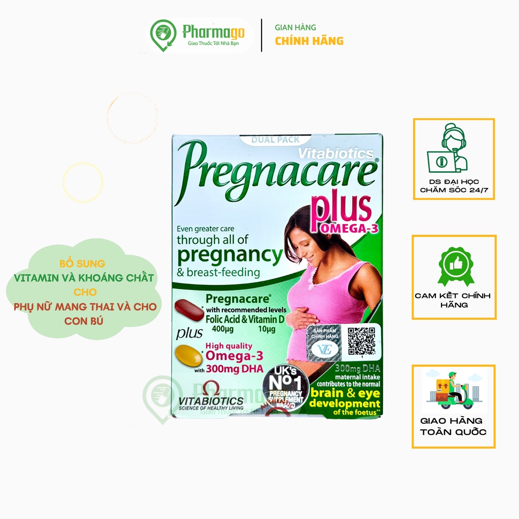 Vitamin tổng hợp cho mẹ bầu và cho con bú Vitabiotics Pregnacare Omega3 Plus (Hàng nhập khẩu chính hãng)