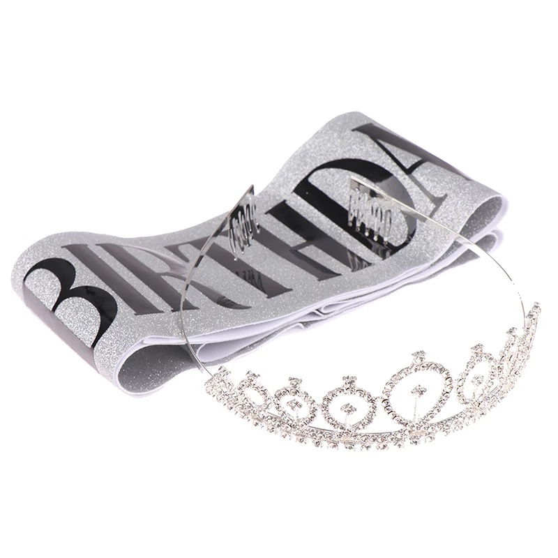 1 Bộ Vương Miện Ruy Băng Satin Đính Đá Lấp Lánh Trang Trí Tiệc Sinh Nhật Cho Bạn Gái