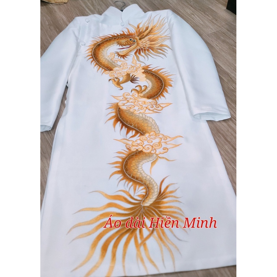 Áo dài cách tân nam vẽ tay/ thêu tay thiết kế 2 lớp, tay vest đứng form