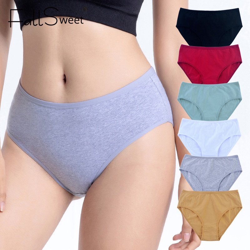 Quần lót FALLSWEET vải cotton mềm mại màu trơn phong cách quyến rũ thời trang cho nữ