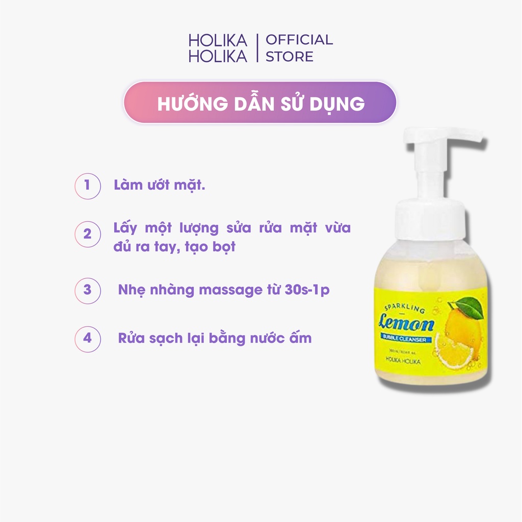 Bọt rửa mặt Hàn Quốc Holika Holika chiết xuất chanh loại bỏ bã nhờn và bụi bẩn, giúp sáng da và đều màu 300ml - 7151