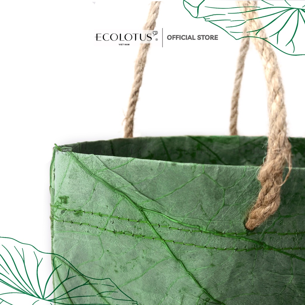 Túi Giấy Hoa Văn Lá Sen ECOLOTUS, Size 3, 35X32CM, Sản Phẩm Thiên Nhiên