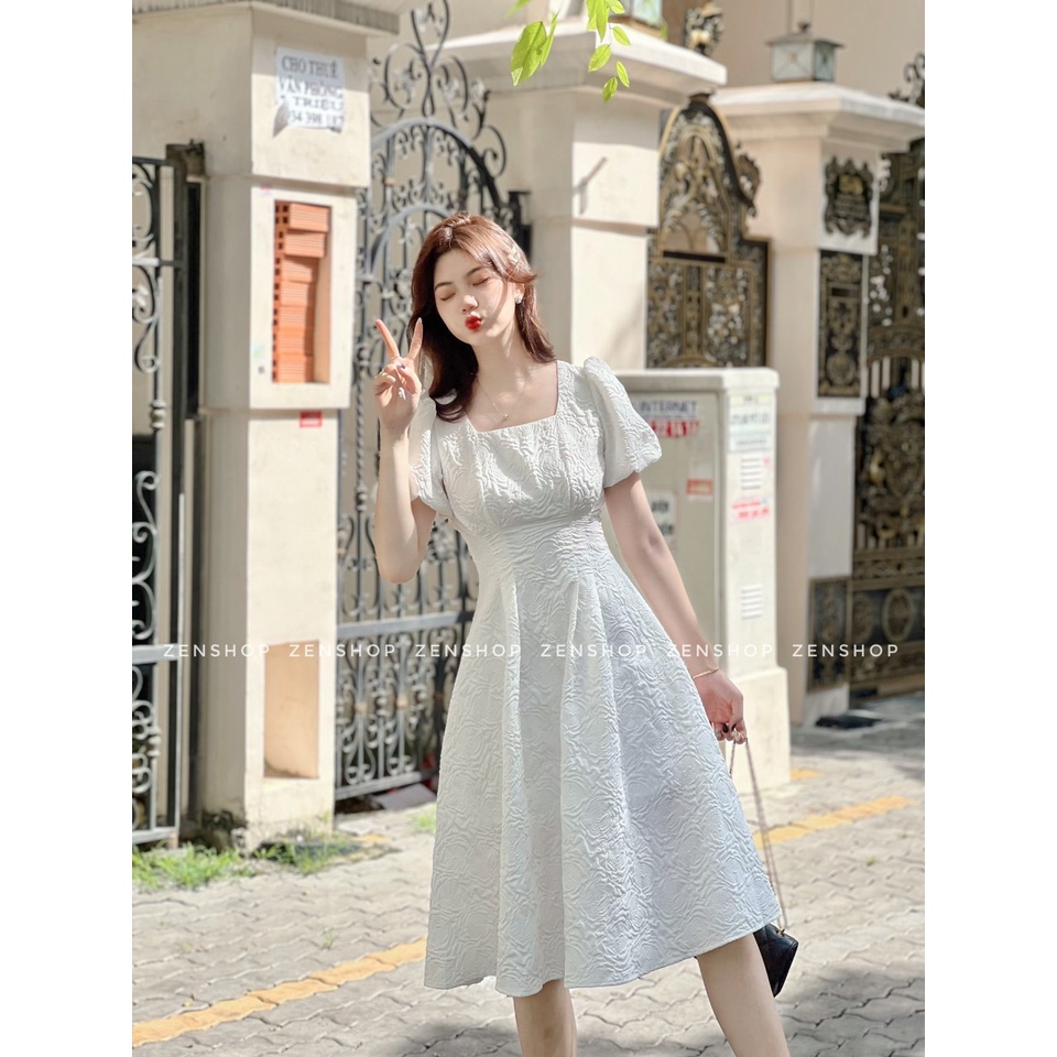 Váy chụp kỷ yếu, váy trắng dáng xòe tiểu thư, thanh lịch- ADELA