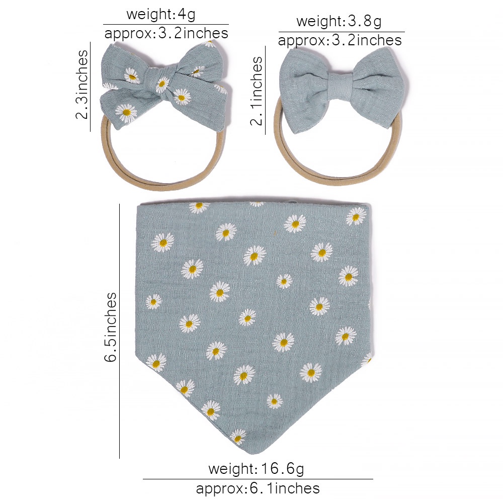 KIDSBOWS Set yếm ăn kèm phụ kiện tóc KIDSBOWS cotton hình tam giác màu trơn chống thấm nước dành cho bé