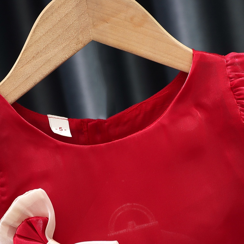 Đầm Công Chúa Tay Phồng Màu Đỏ Trơn Phong Cách Hàn Quốc Thời Trang Mùa Hè Hàng Mới Dành Cho Bé Gái 0-3 Tuổi