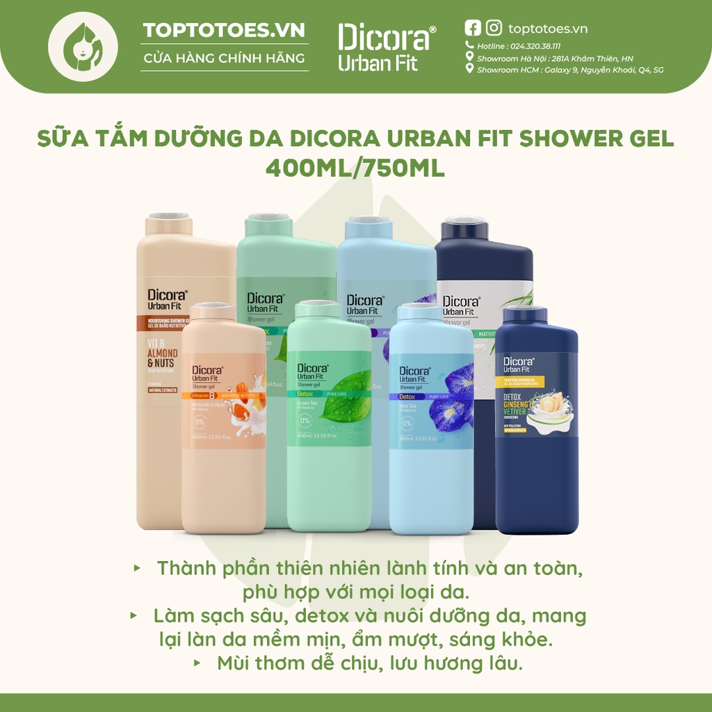 Sữa tắm dưỡng da Dicora Urban Fit Shower Gel - 400ml/750ml [NHẬP KHẨU CHÍNH HÃNG 100%]