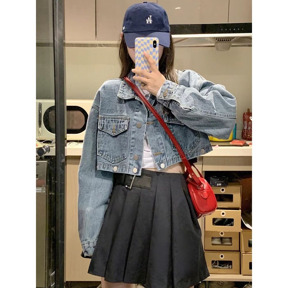 Áo Khoác Denim Hai Lớp Có Thể Tháo Rời Thiết Kế Retro Mỹ Hàng Mới 2022 Dành Cho Bạn Nữ