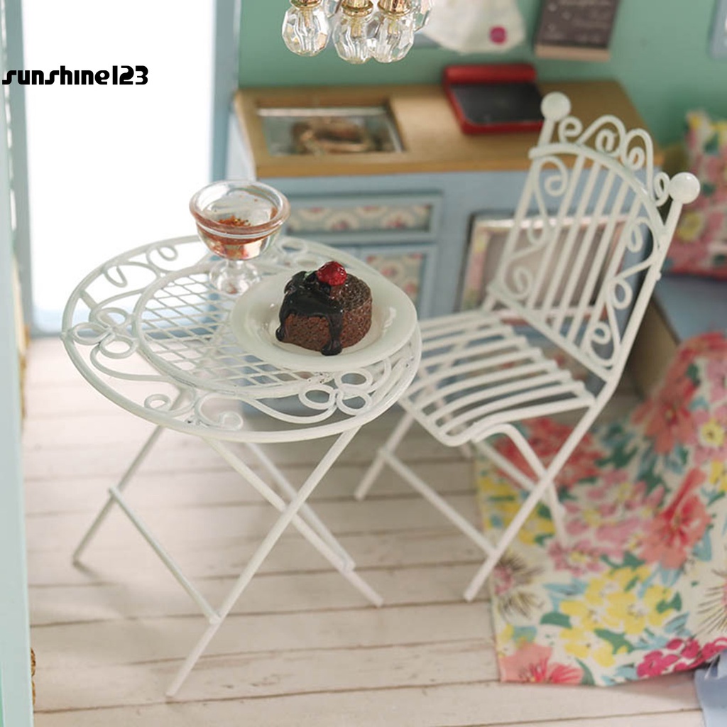Bộ bàn ghế ngồi + ghế mini cho nhà búp bê 123