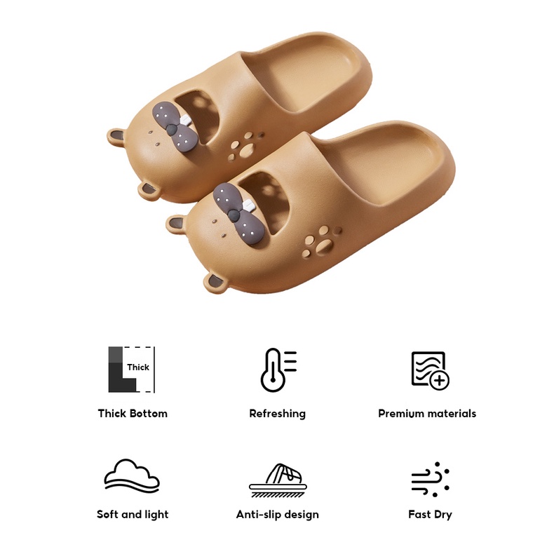 Lovito Hoạt Hình Hở Mũi Kín Mềm Mại Chống Trượt Nhanh Khô Thoáng Khí LIS01005 (Kaki/Trắng/Hồng/Đen)