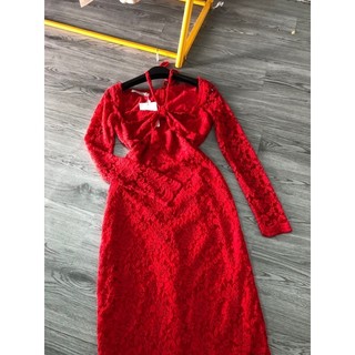 [Ảnh Thật ]Váy body đỏ ren TKCC