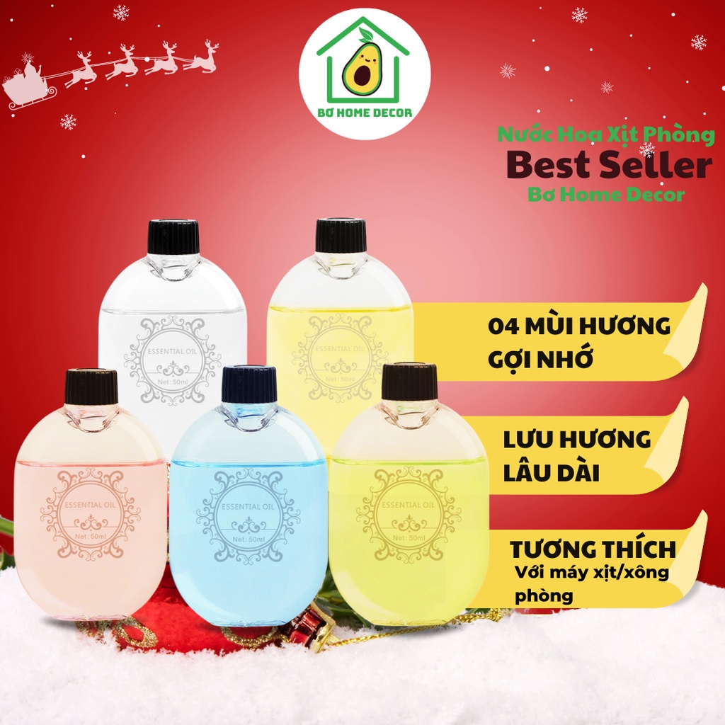 Nước Hoa Xịt Phòng Bơ Home Decor, tinh dầu thiên nhiên:4 loại mùi hương thơm nhẹ dịu, giúp tinh thần thư giãn, thoải mái