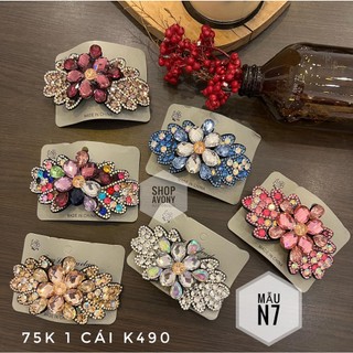 Kẹp tóc sau - cặp đuôi tóc đính đá màu lấp lánh hình hoa