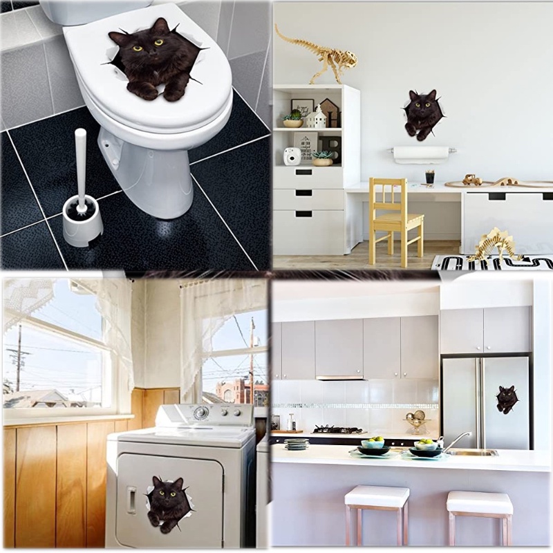 Đề Can Dán Trang Trí Xe Hơi / Laptop / Xe Máy Hình Chú Mèo 3D Bằng Chất Liệu PVC Chống Thấm Nước DIY