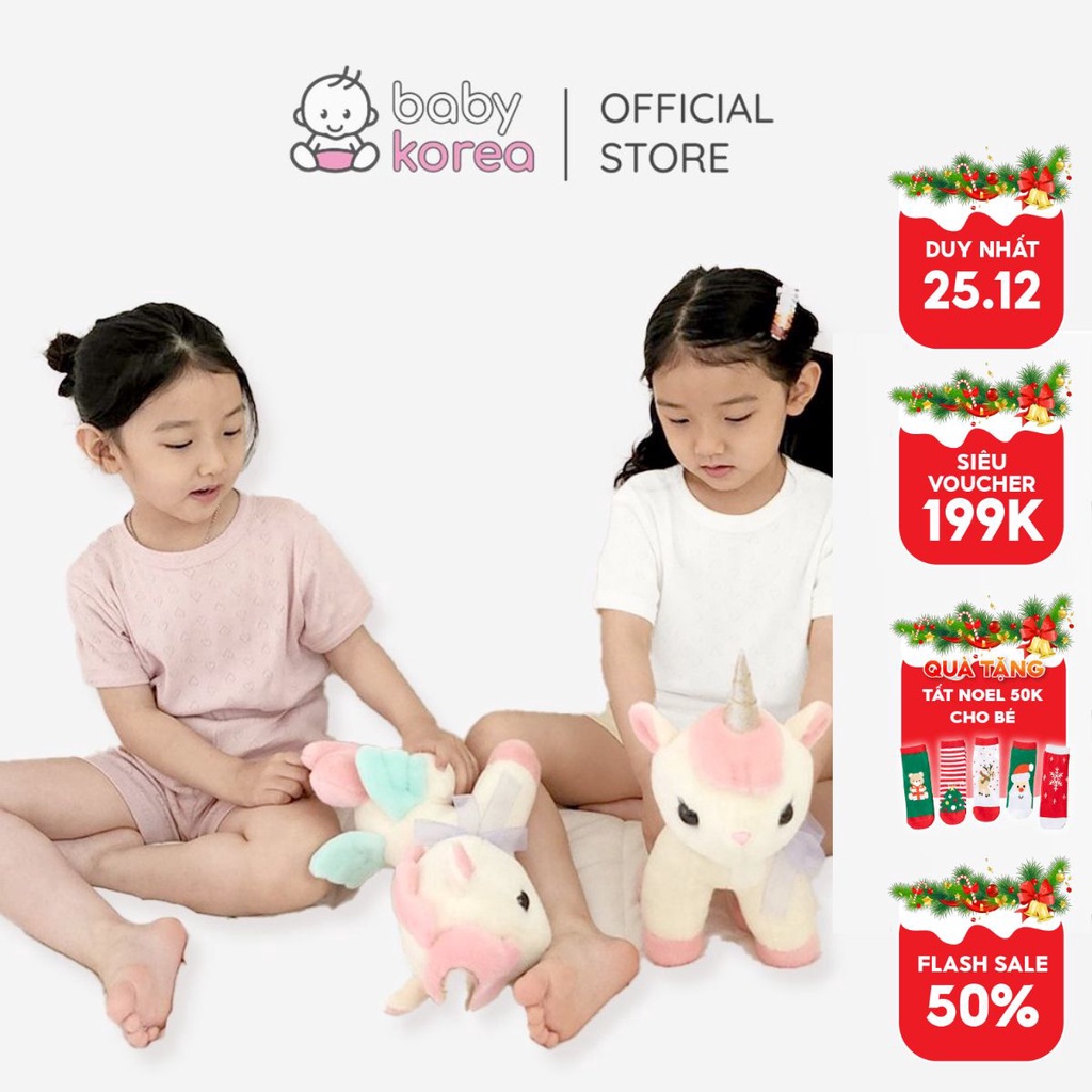 Bộ quần áo cộc cotton xước lỗ trái tim mát mẻ co giãn made in Korea cho bé thời trang trẻ em BABYKOREA