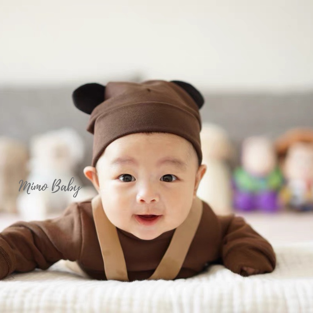 Mũ cotton tai chuột mickey cho bé - mũ trùm đầu (3-18m) MD157