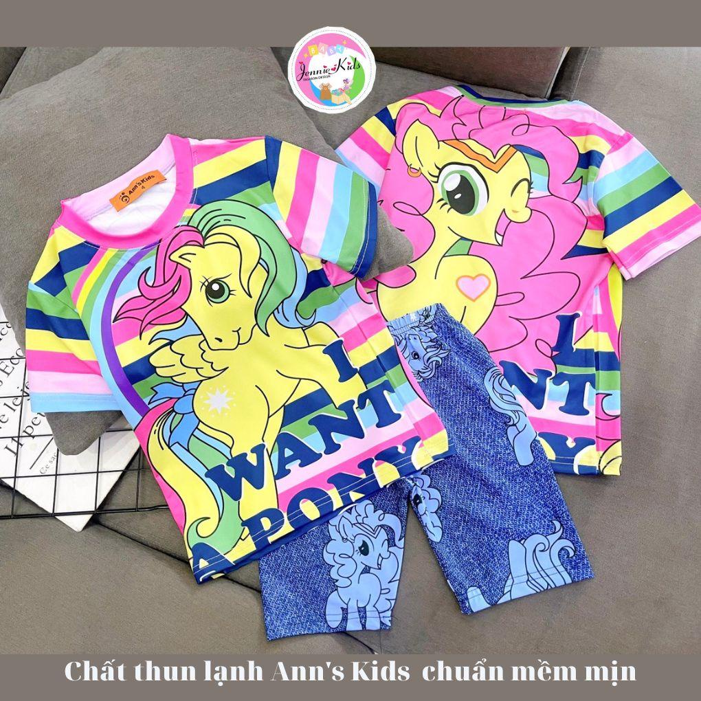 [22-40kg]Đồ bộ ngố đùi bé gái size đại quần giả jean phối áo vải thun lạnh 3D Jennie kids J530