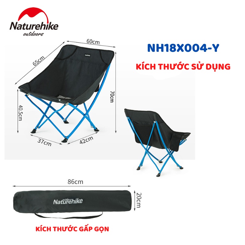 GHẾ DÃ NGOẠI, CẮM TRẠI KHUNG THÉP GẤP GỌN NATUREHIKE NH18X004-Y