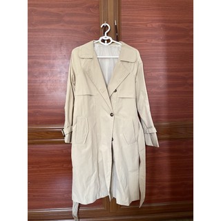 Áo khoác trench coat mangto màu be 2 lớp