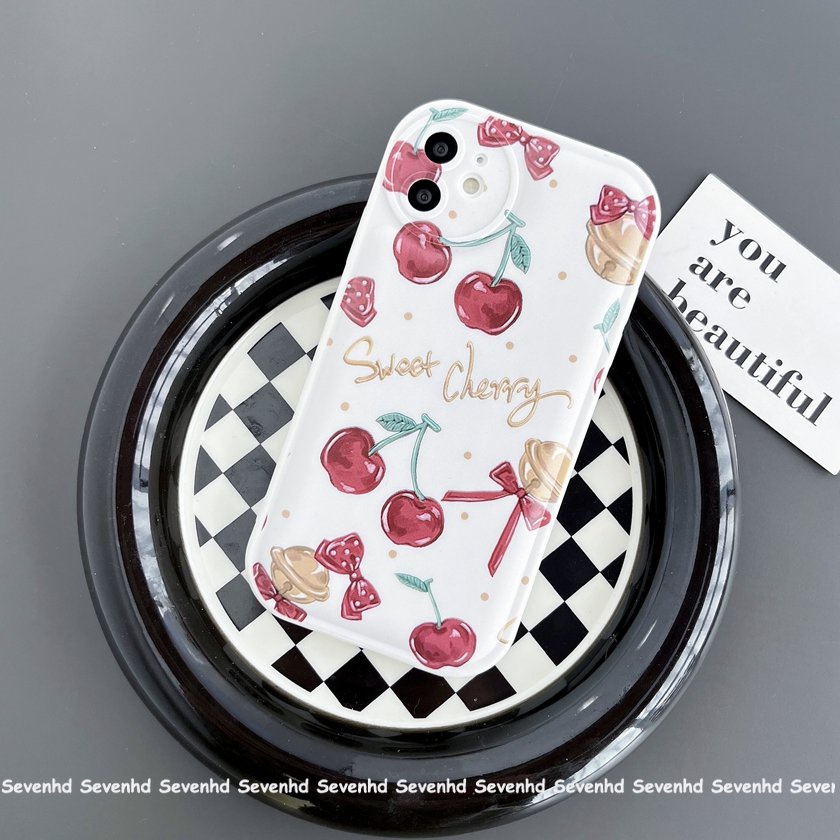 Ốp Điện Thoại Mềm Hình Mèo Mắt To Màu Đen / Cherry iPhone 14 13 12 11 Pro Max X XR Xs Max 8 7 6 6s Plus SE 2020