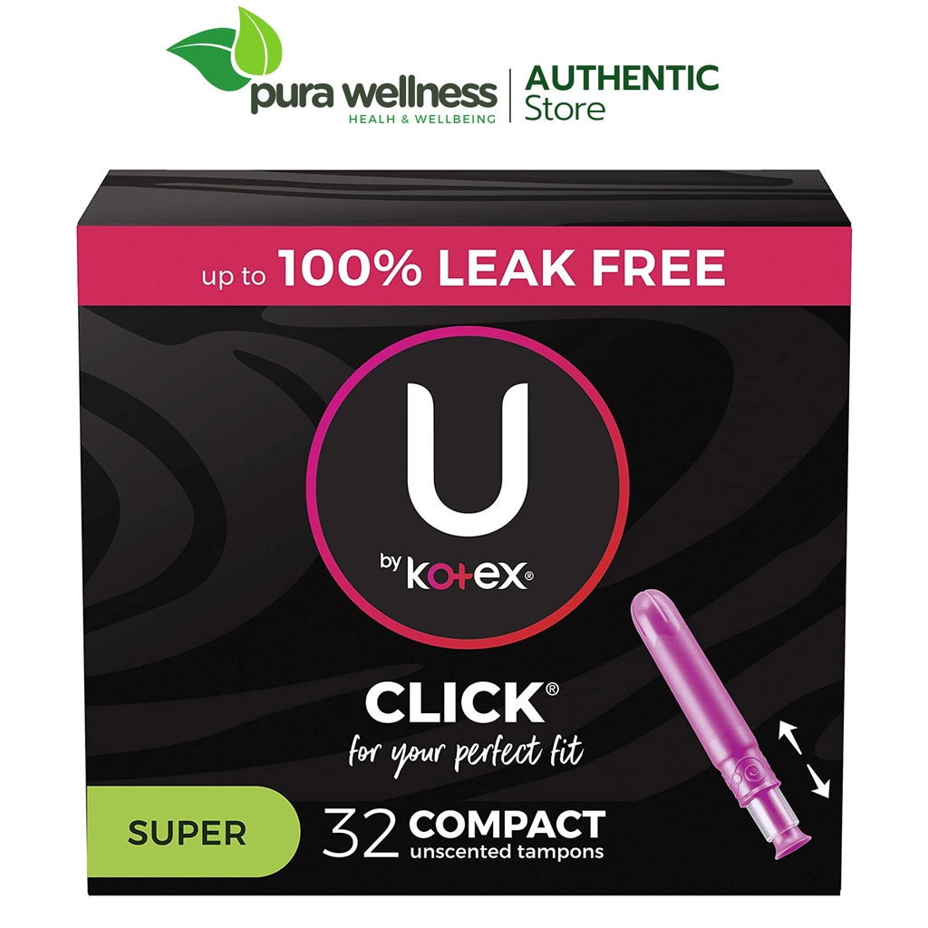 Kotex Click Compact - Super - Tampon siêu thấm không mùi có cán đẩy 32 cái