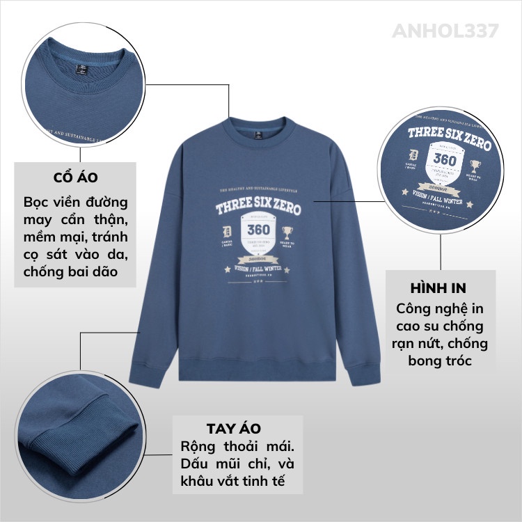 [GIÁ TRẢI NGHIỆM - SHIP HỎA TỐC] Áo sweater nam dài tay FORM OVERSIZED 360 Boutique chất liệu nỉ da cá cao cấp-ANHOL337