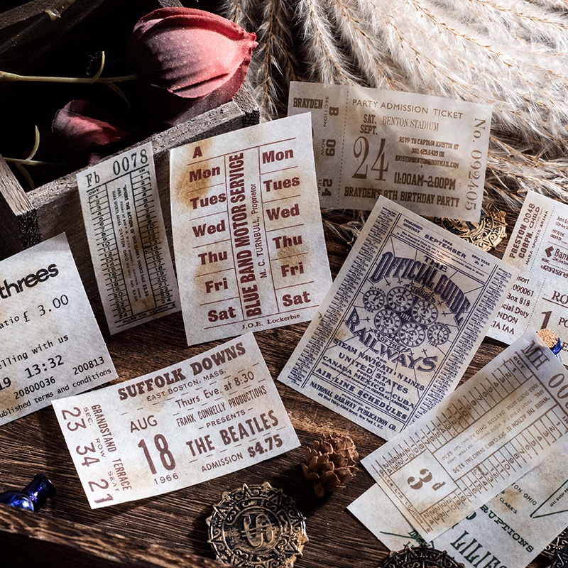 Bộ 100 Miếng Dán Trang Trí Sổ Tay / Nhật Ký DIY Hình Vé Máy Bay Kiểu Vintage