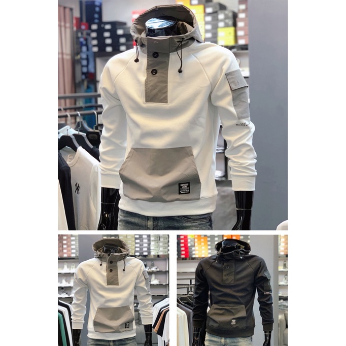 Áo Thun Cotton Cổ Cao Một Mảnh Có Mũ Trùm Đầu Phong Cách Thời Trang Đơn Giản Hàng Mới Phù Hợp Với Mùa Thu Và Mùa Đông Áo Khoác Chui Đầu Có Mũ Trùm Thời Trang