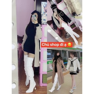 Boot đùi nhún cao gót mũi nhọn [ Hàng order ]
