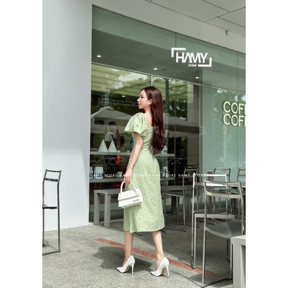 Đầm Hoa Xẻ 1 Bên