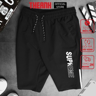 Quần short đùi nam thể thao chất gió sần co giãn cao cấp, Logo ép phản quang