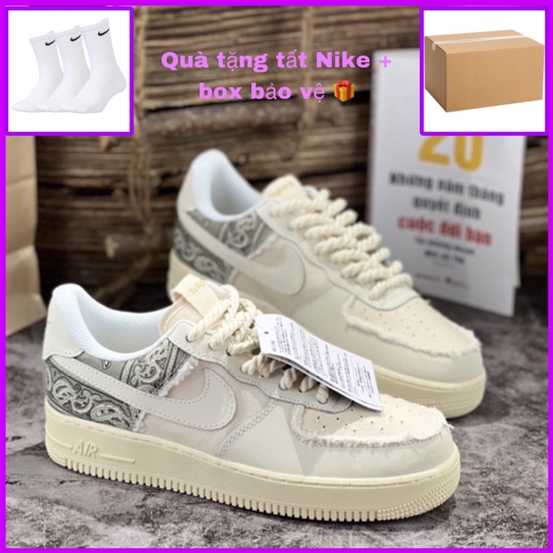 Giày Sneaker _Nike _Air _Force 1 Dây Thừng, Giày AF1 Thổ Cẩm Hàng Cao Cấp Full Box + Bill