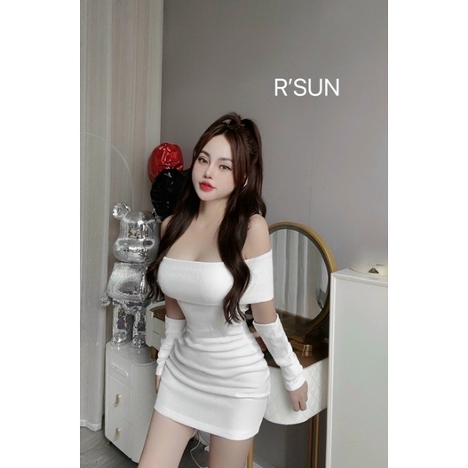 ĐẦM BODY BỆT VAI DÁNG NGẮN PHỐI TAY ÁO RỜI SEXY ( MẶC ĐƯỢC HAI KIỂ) alohastore1