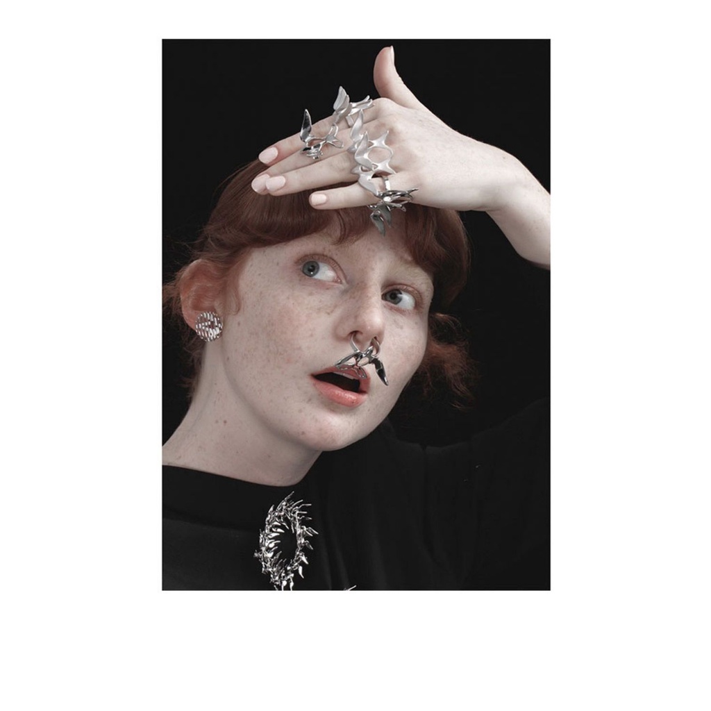 Nhẫn Hở Hình Chim Én Chim Dễ Điều Chỉnh Thiết Kế Độc Đáo Phong Cách Niche Star