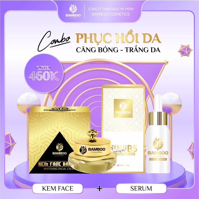 🎋𝗖𝗵𝗶́𝗻𝗵 𝗛𝗮̃𝗻𝗴 𝗕𝗮𝗺𝗯𝗼𝗼-𝗚𝗶𝗮́ 𝗖𝘁𝘆🎋Set Kem Face+Serum Bamboo - dưỡng trắng nhanh,căng bóng