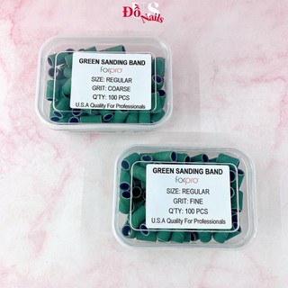 Hộp 100 cục nhám gắn đầu mài xanh mịn, xanh nhám - cục nhám giấy gắn mài móng, phá móng