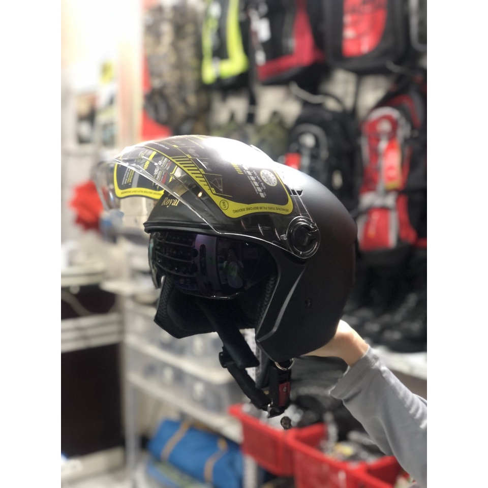 Mũ bảo hiểm 3/4 Royal 268 2 kính đen