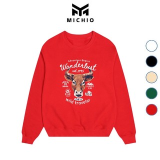 Áo sweater nam áo thun unisex dài tay nam nữ wanderlust basic form rộng cổ tròn chất nỉ hàn - michio store