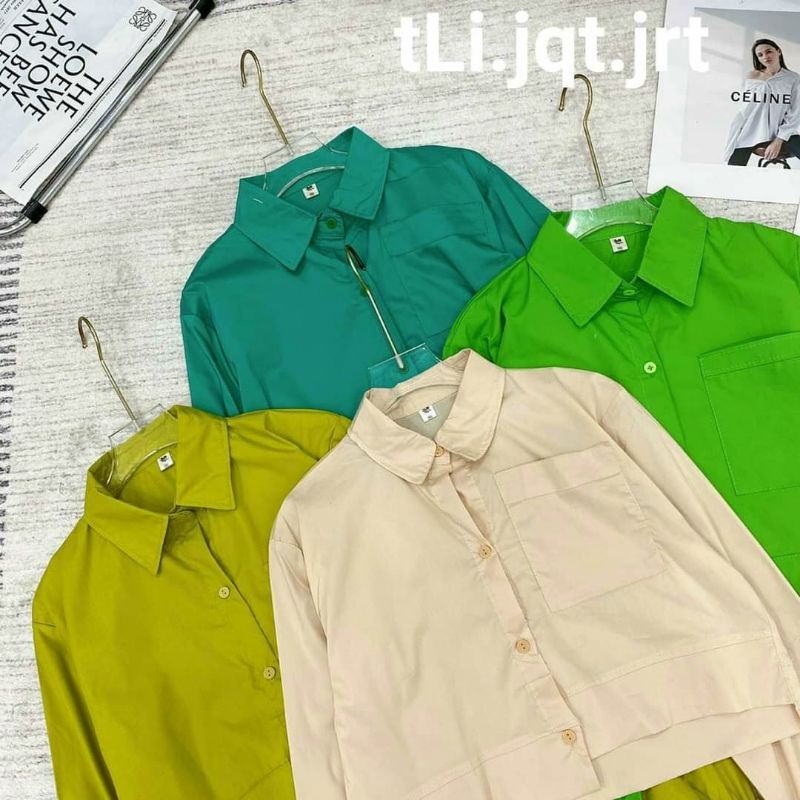 💥Sơ Mi Thô Croptop Tay dài