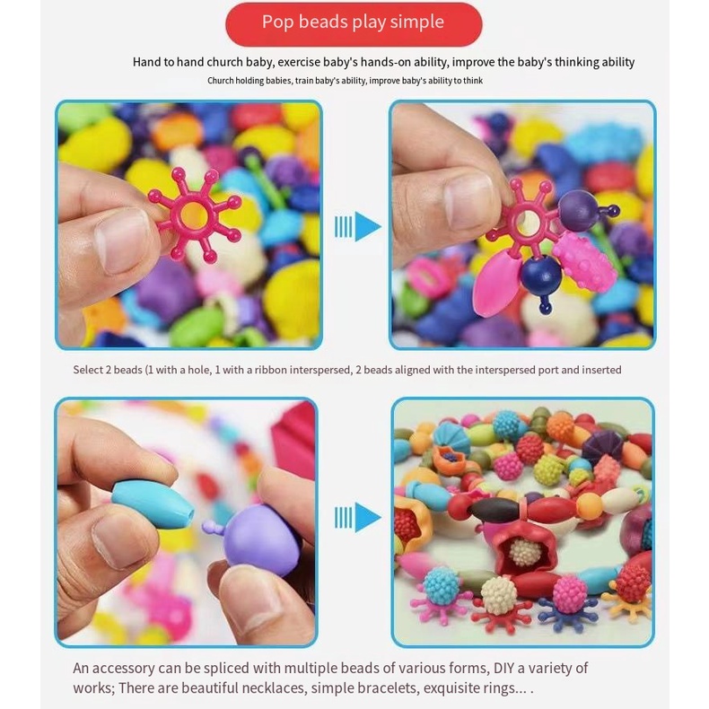 Đồ Chơi Hạt Xỏ Dây Vòng Tay Nhẫn Vòng Cổ Không Dây Công Chúa Ghép Nối Trang Sức Cho Bé Gái