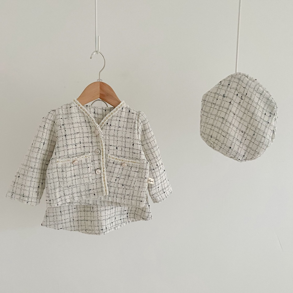 Bộ Áo Và Chân Váy Ba Món Phong Cách Retro Thời Trang Mùa Xuân 2023 Cho Bé Gái O6DJ