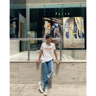 Quần Jean Amand Vertical Text Printed Jeans