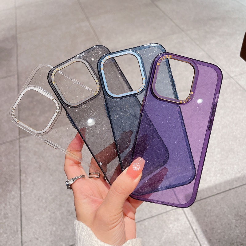 Ốp Điện Thoại Cứng Trong Suốt Chống Sốc Phối Kim Tuyến Sang Trọng Cho iPhone 14 13 12 Pro Max